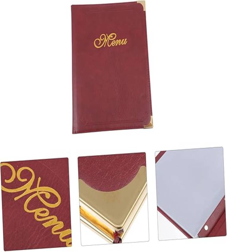 Porte-Menu Classique Rouge en Similicuir – 14 Vues A4 Élégant & Professionnel